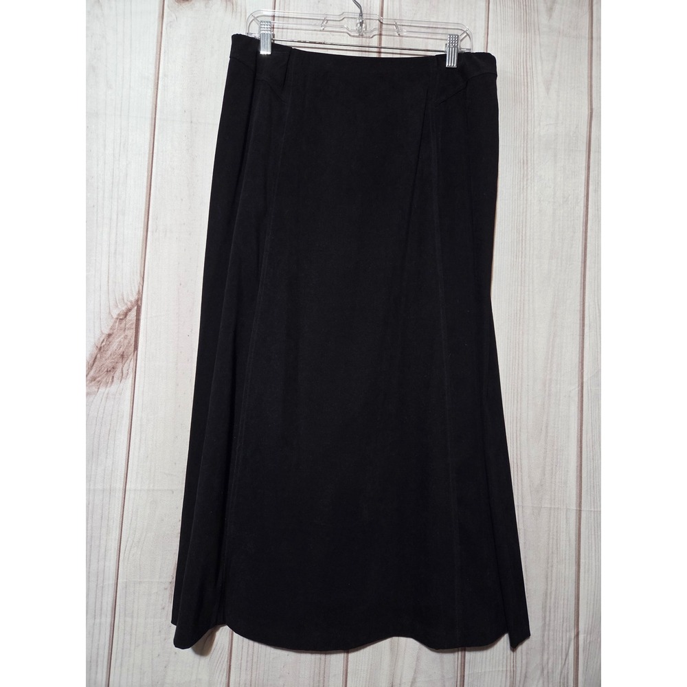 Sag Harbor Womens‎ Black Faux Suede Maxi Skirt Size 12 A-Line Side Zip